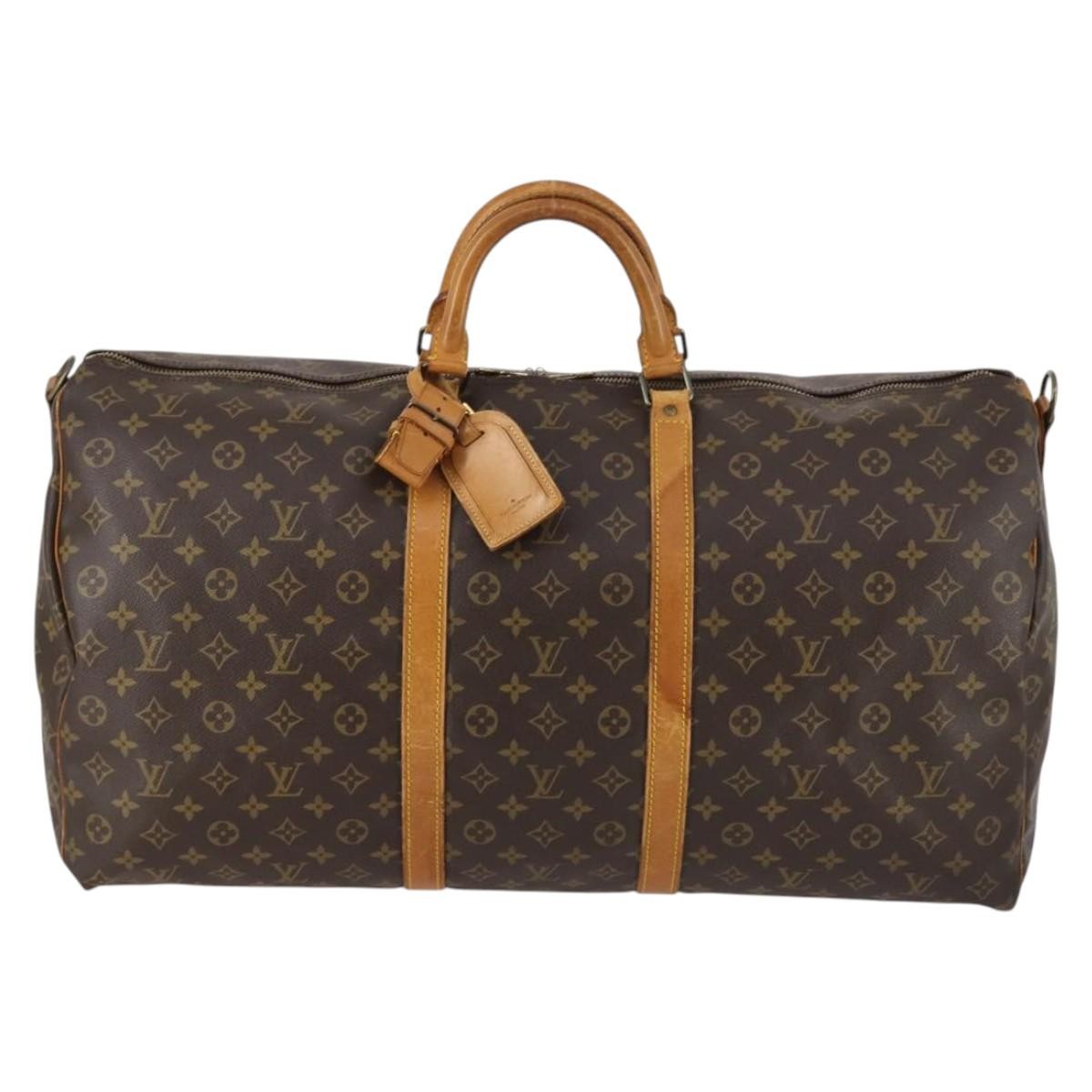 Louis Vuitton Keepall Bag Monogram Canvas, BROWN, CANVAS, Travel bag