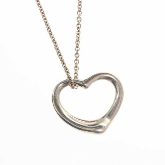 Tiffany & Co. Elsa Peretti Open Heart Pendant Necklace Sterling Silver, SILVER, SILVER, Necklace