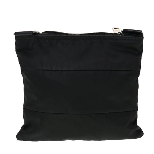 Prada Zip Messenger Bag Horizontal Quilt Tessuto, BLACK, NYLON, Shoulder bag