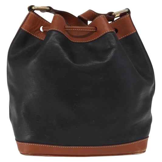 Celine Bucket sangle black and brown leather, BLACK, LEATHER, Shoulder bag