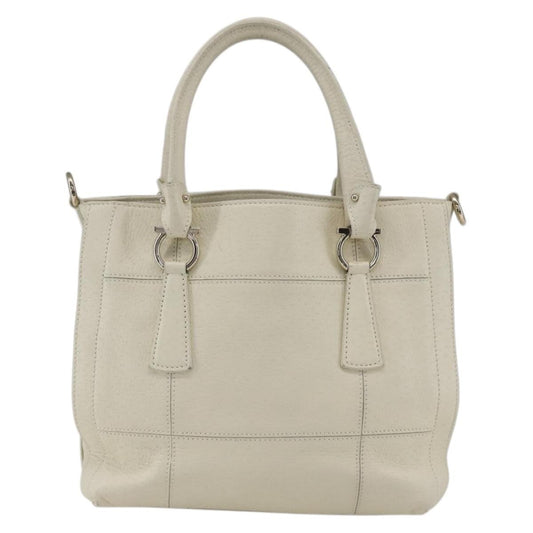 Salvatore Ferragamo Gancini handbag Leather, WHITE, LEATHER, Handbag