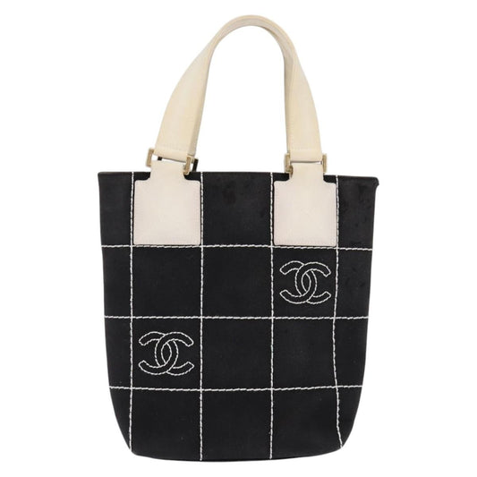 Chanel Chocolate Bar CC Logo Tote Canvas, BLACK, CANVAS, Tote bag