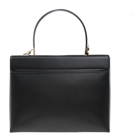 Salvatore Ferragamo Gancini handbag Leather, BLACK, LEATHER, Handbag