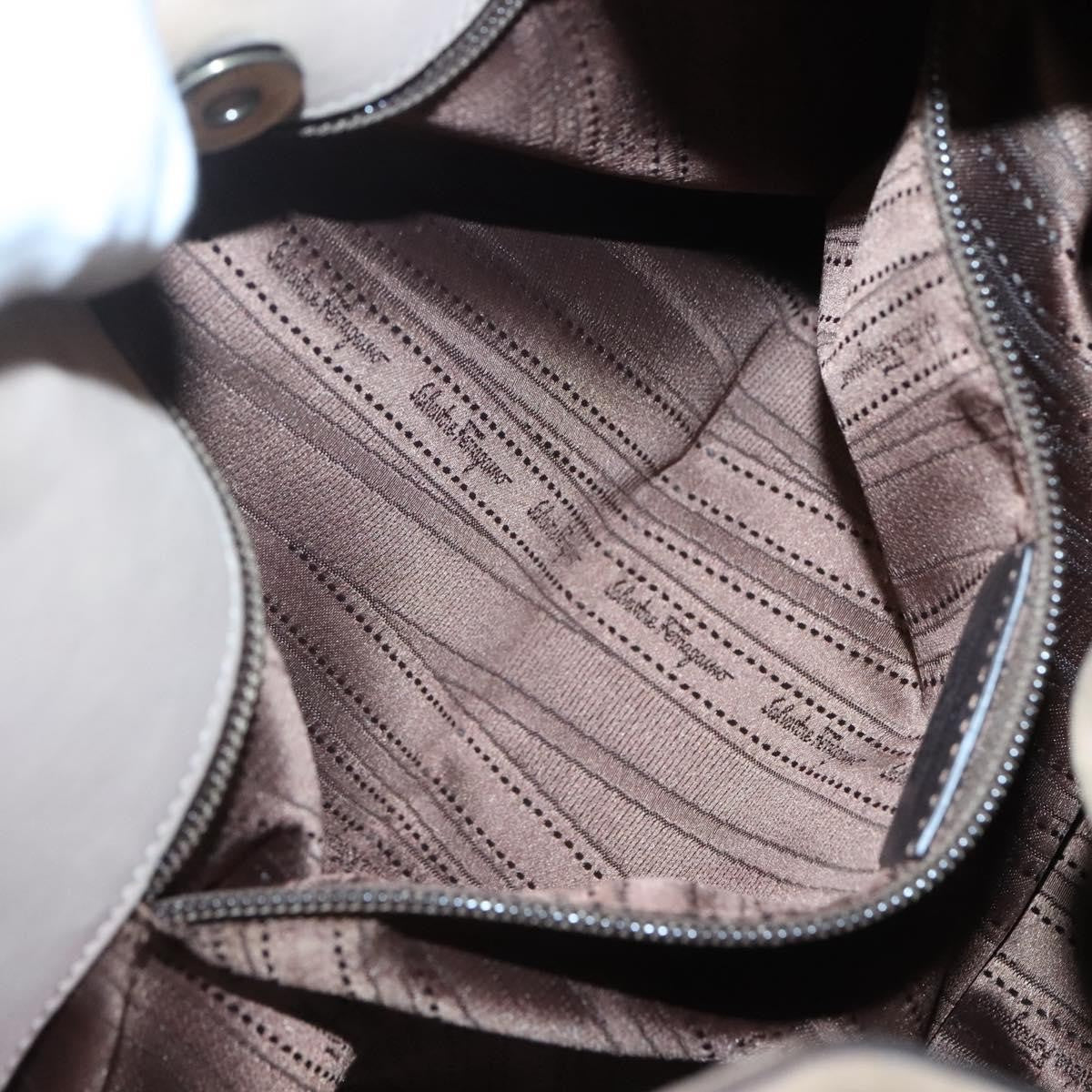 Salvatore Ferragamo Gancini Hobo Leather, BEIGE, LEATHER, Handbag