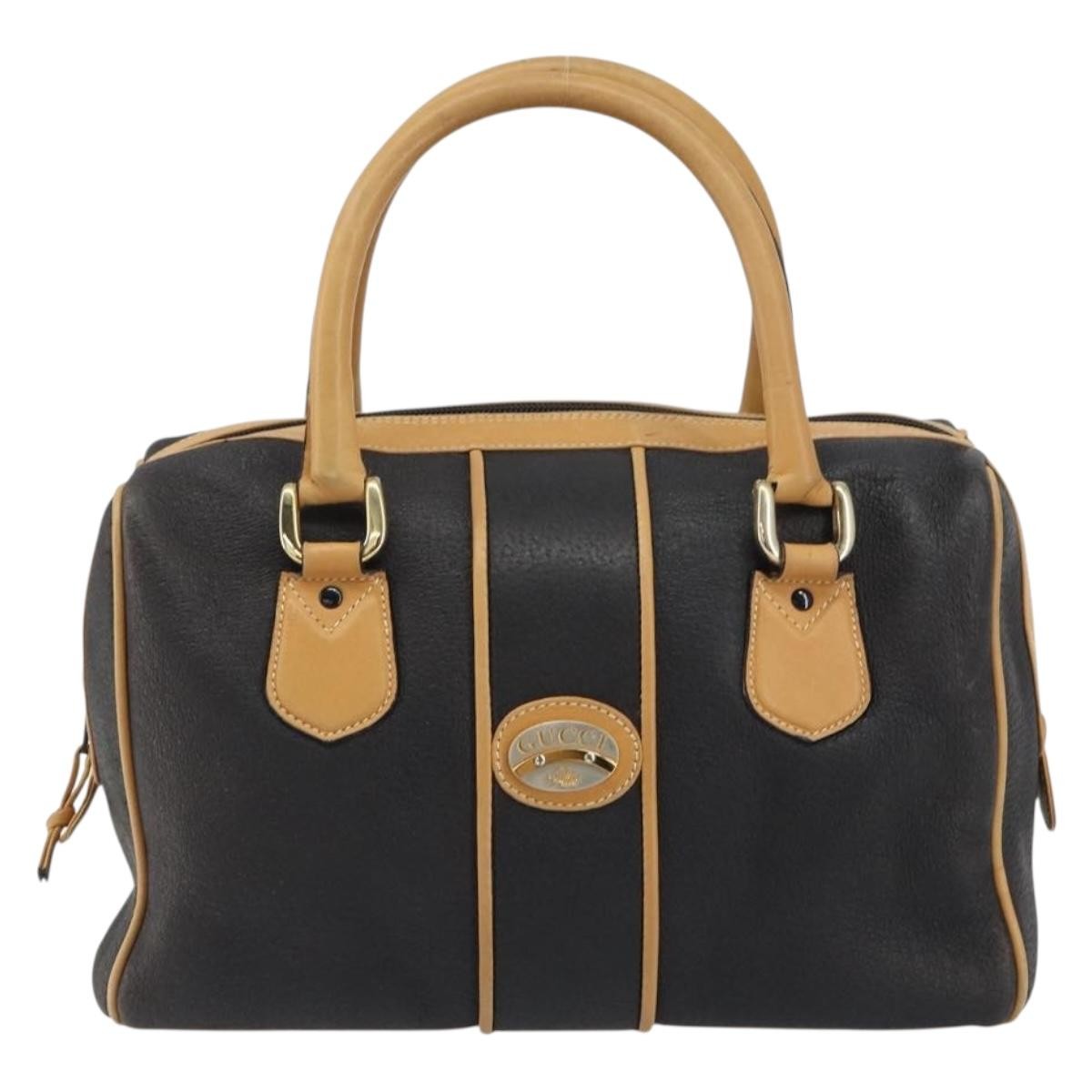Gucci Vintage Boston Bag Leather, BLACK, LEATHER, Travel bag