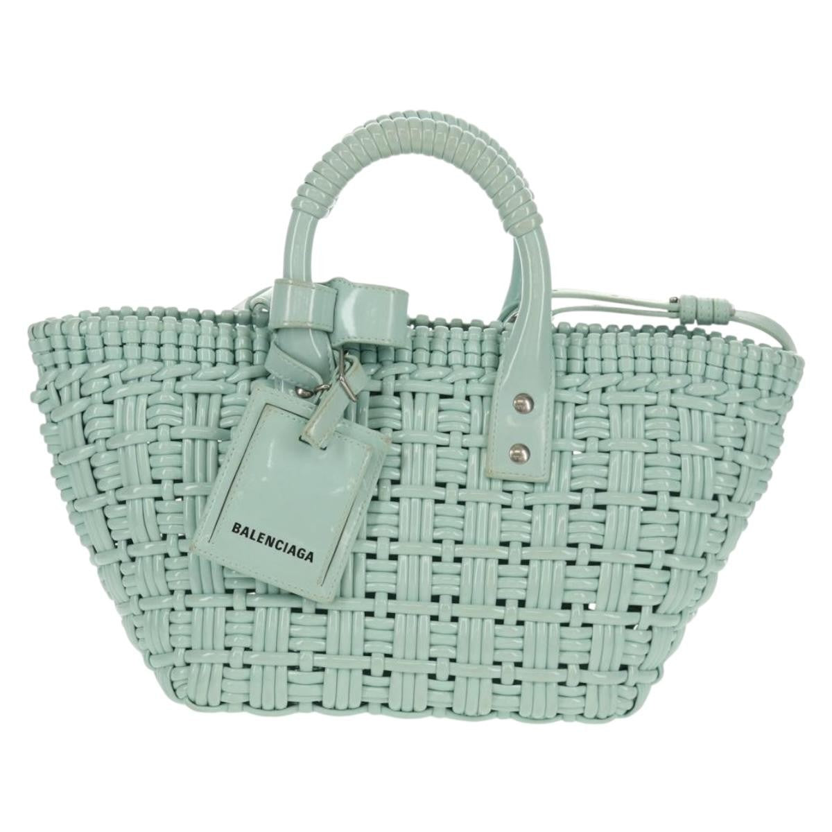 Balenciaga Bistro Panier Bag Woven Faux Leather, GREEN, RUBBER, Tote bag