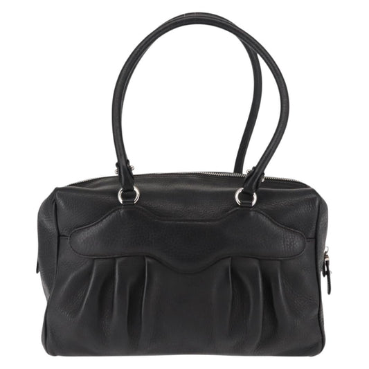 Salvatore Ferragamo Gancini Buckle Shoulder Bag Leather, BLACK, LEATHER, Shoulder bag