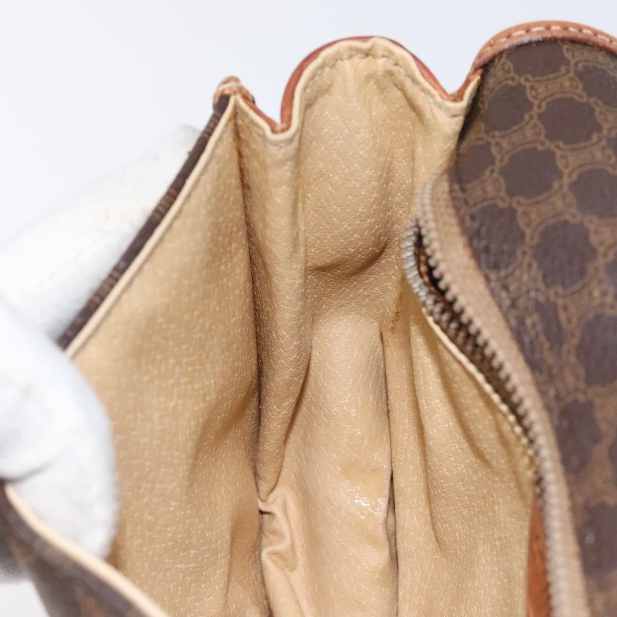 Celine Vintage Macadam Shoulder Bag Canvas and Leather, BROWN, CANVAS, Shoulder bag