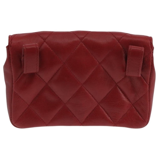Chanel Chain Envelope Belt Bag Quilted Calfskin, RED, LEATHER, Clutche & pouche
