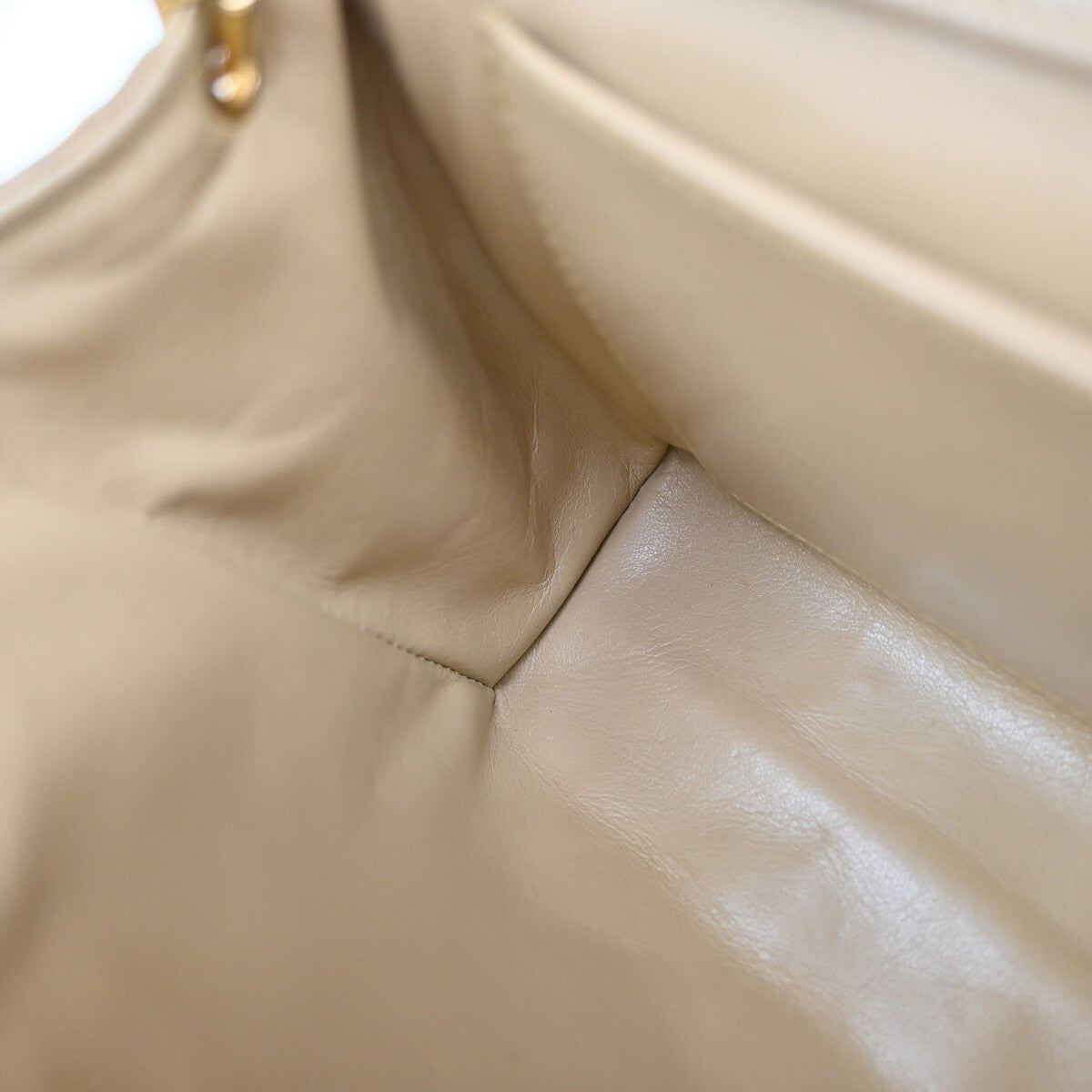 Chanel Vintage Envelope Flap Bag Quilted Lambskin, BEIGE, LEATHER, Clutche & pouche