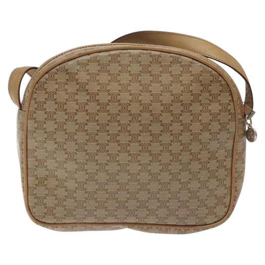 Celine Vintage Macadam Shoulder Bag Macadam Canva Vinyl, BEIGE, PVC, Shoulder bag
