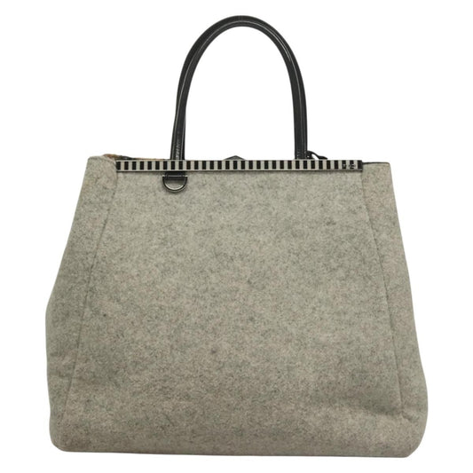 Fendi 2Jours Bag Felted Wool and Astrakhans, GRAY, WOOL, Tote bag