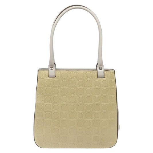 Salvatore Ferragamo Gancini Shoulder Bag Leather, BEIGE, LEATHER, Shoulder bag