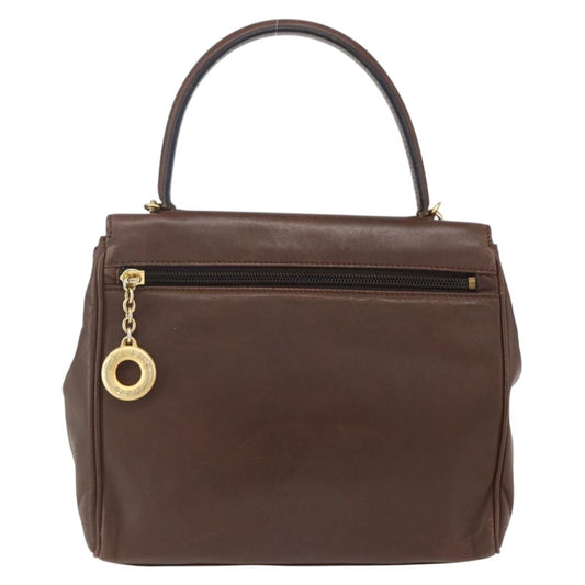 Celine Circle Logo Handbag Leather, BROWN, LEATHER, Handbag