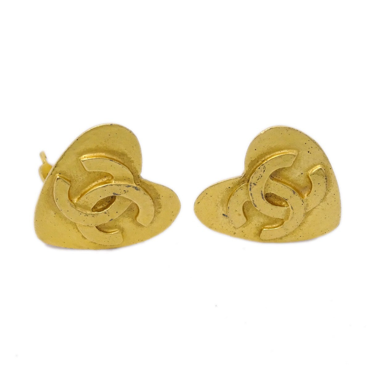 Chanel Vintage CC Heart Clip-On Earrings Metal, GOLD, GOLD_PLATED, Earrings