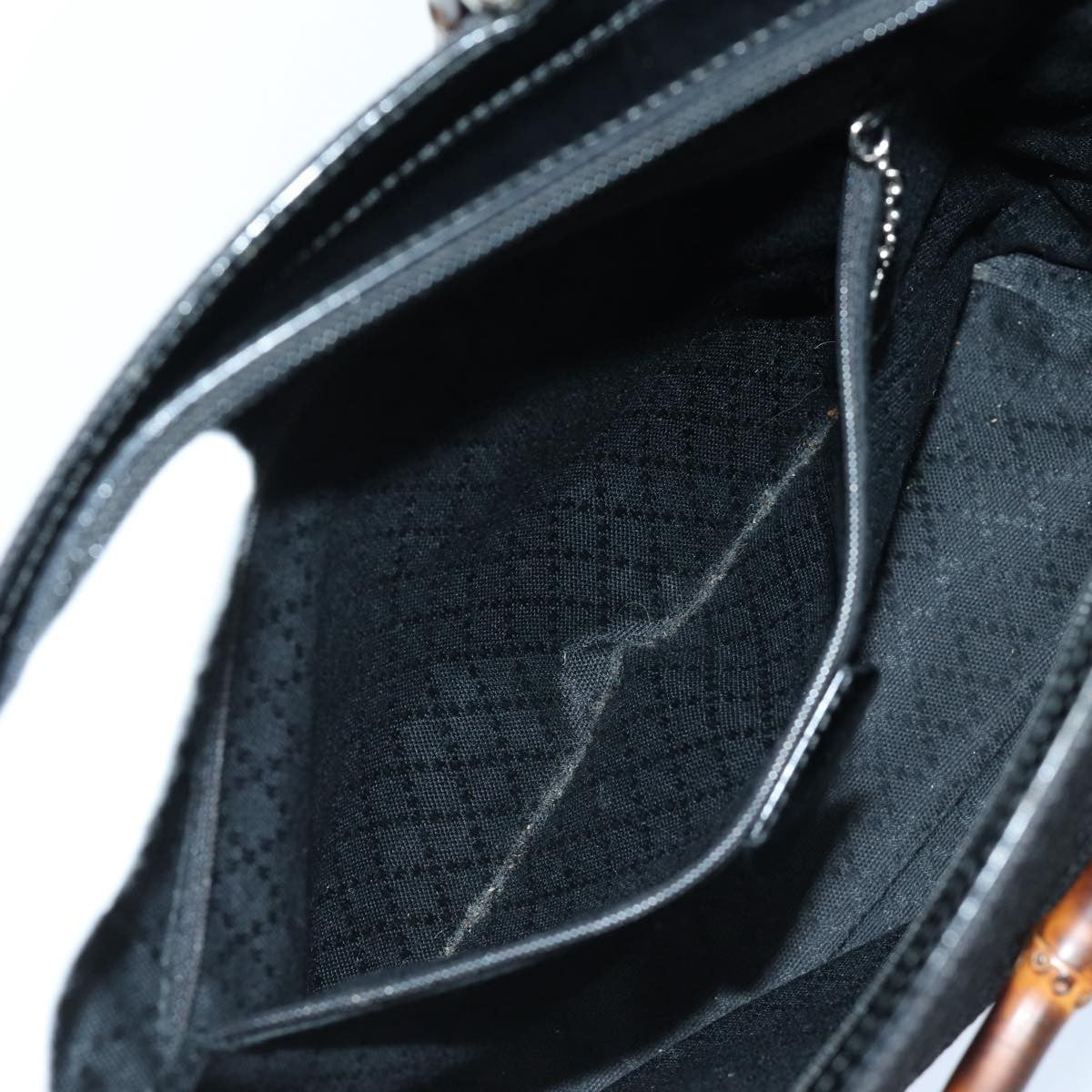 Gucci Vintage Bamboo Handle Tote Canvas, BLACK, CANVAS, Tote bag