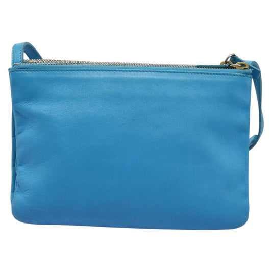 Celine Trio Crossbody Bag Leather, BLUE, LEATHER, Crossbody bag