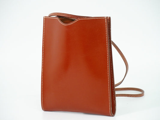 Hermes Onimaitou Pochette Box Calf, BROWN, LEATHER, Clutche & pouche
