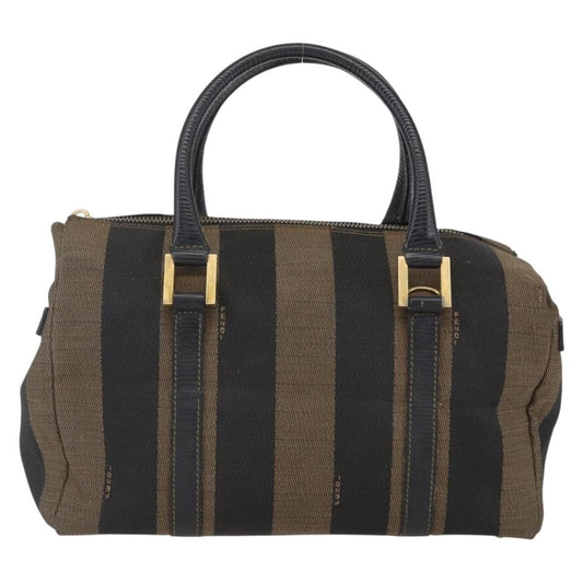 Fendi Vintage Pequin Convertible Boston Bag Coated Canvas, BROWN, CANVAS, Travel bag