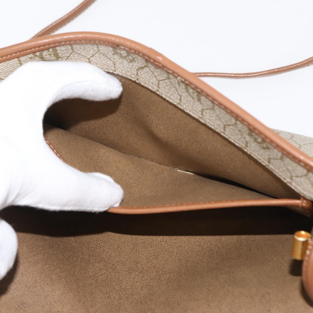 Christian Dior Vintage Honeycomb Flap Crossbody Bag Canvas and Leather, BEIGE, CANVAS, Shoulder bag