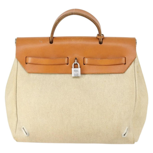Hermes Herbag A Dos Backpack Toile, BEIGE, CANVAS, Backpack