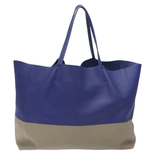 Celine Horizontal Bi-Cabas Tote Leather, BLUE, LEATHER, Tote bag