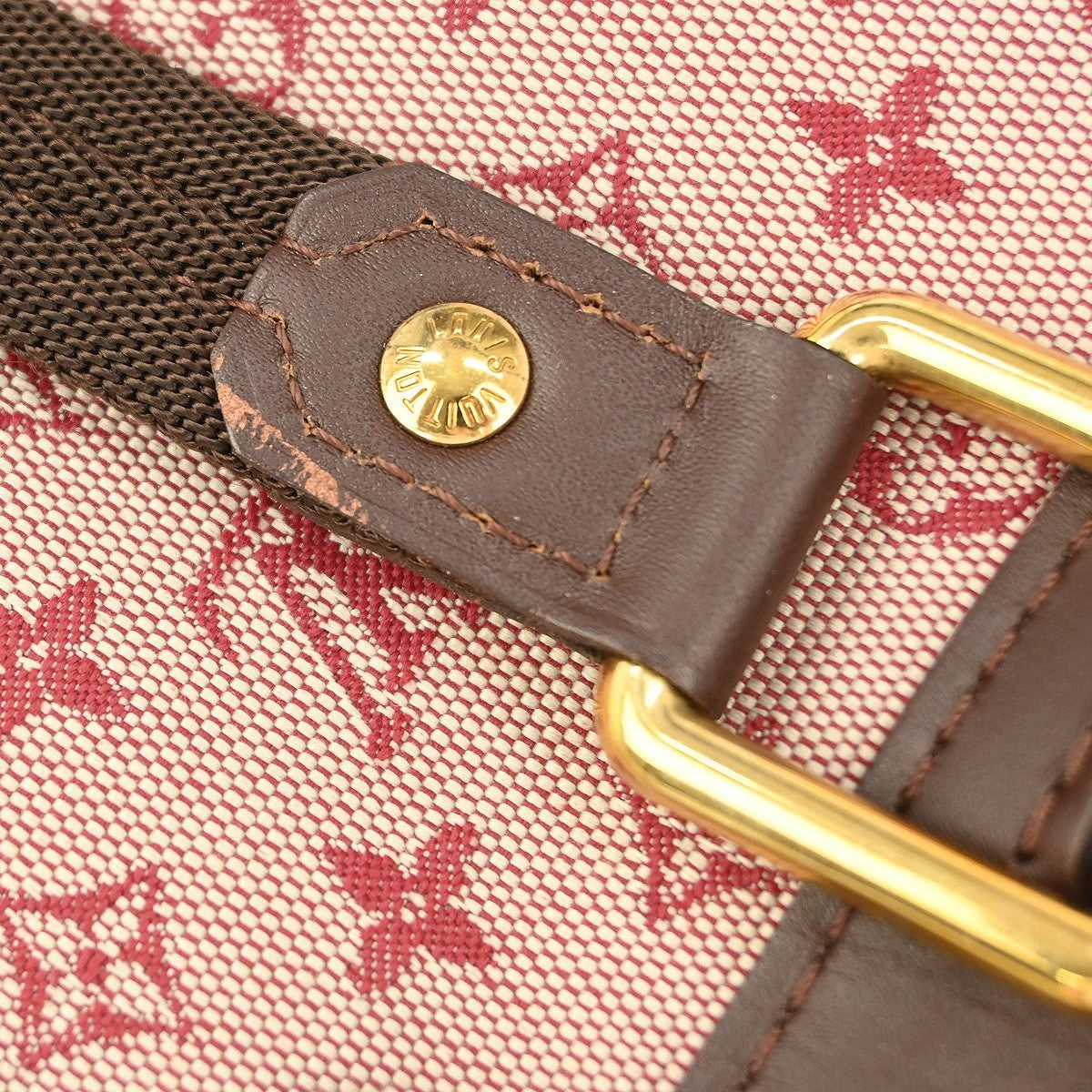 Louis Vuitton Lucille Handbag Mini Lin, RED, CANVAS, Handbag