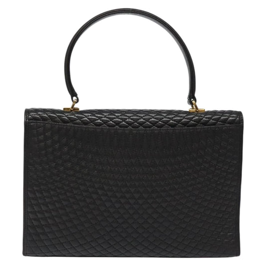 Bally Vintage Handbag Quilted Leather, BLACK, LEATHER, Handbag