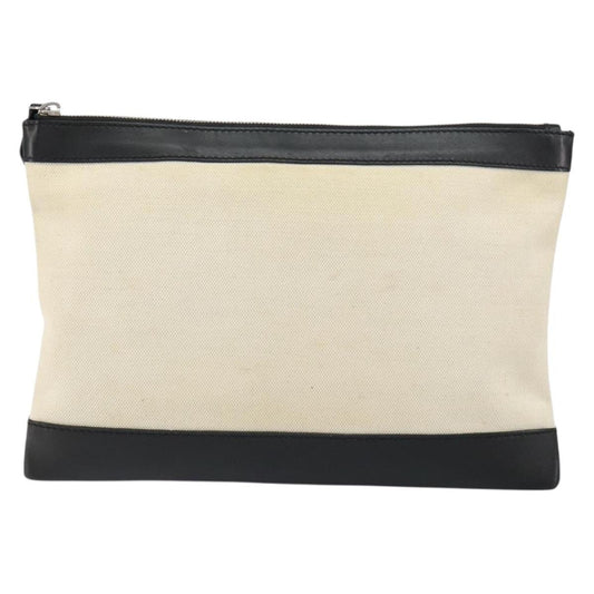 Balenciaga Clip P Pouch Leather, BEIGE, CANVAS, Clutche & pouche
