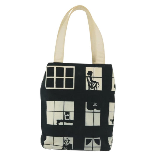 Chanel Coco Window Tote Printed Canvas, BLACK, CANVAS, Tote bag
