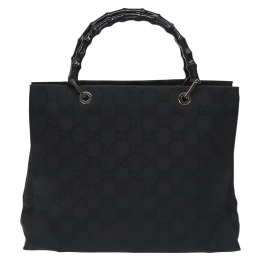 Gucci Vintage Bamboo Handle Tote GG Nylon, BLACK, NYLON, Tote bag