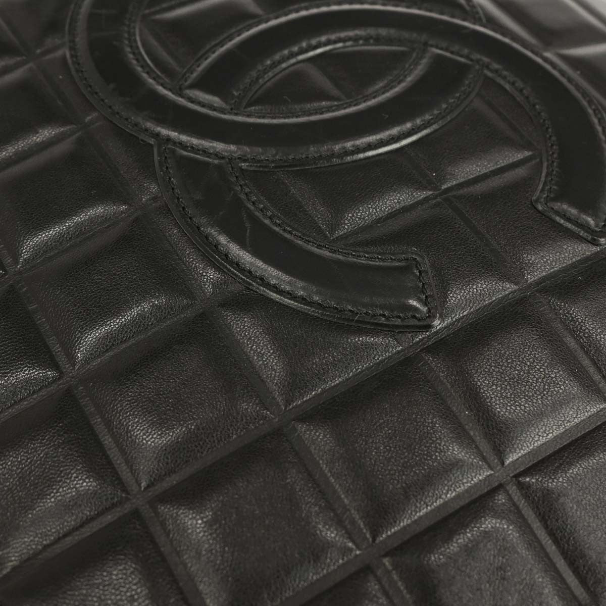 Chanel Chocolate Bar CC Tote Quilted Leather, BLACK, LEATHER, Tote bag