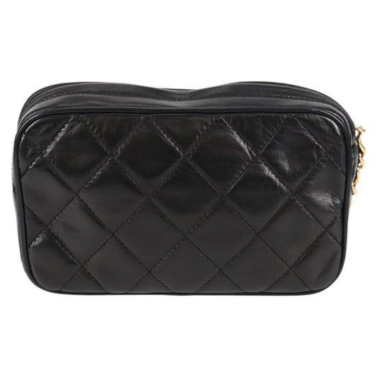Chanel Vintage Diamond CC Camera Bag Quilted Lambskin, Black, Leather, Clutch
