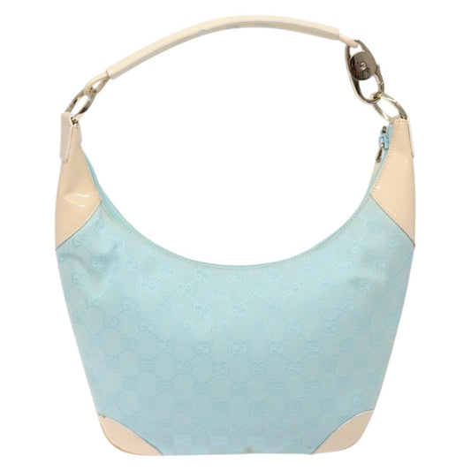 Gucci Vintage Zip Hobo GG Canvas and Patent, BLUE, CANVAS, Shoulder bag
