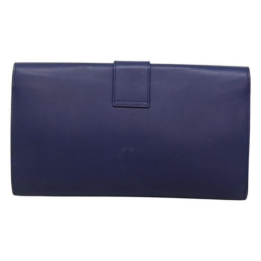 Saint Laurent Chyc Clutch Leather, BLUE, LEATHER, Clutche & pouche