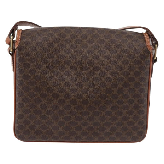 Celine Vintage Macadam Shoulder Bag Canvas and Leather, Brown, Canvas, Handbag