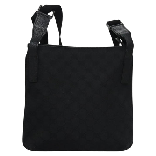 Gucci Vintage Flat Messenger Bag GG Canvas, BLACK, CANVAS, Shoulder bag