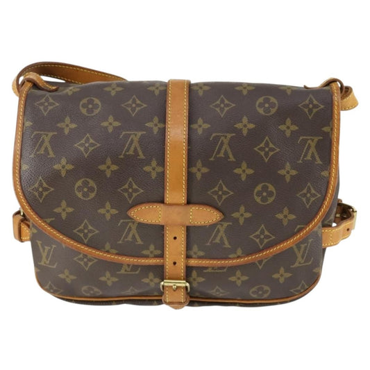 Louis Vuitton Saumur Handbag Monogram Canvas, BROWN, CANVAS, Shoulder bag