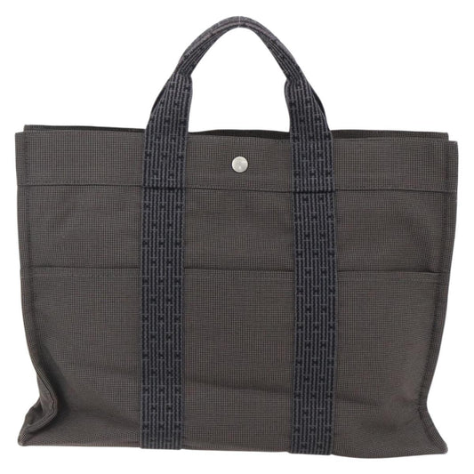 Hermes Fourre-tout Herline Canvas, GRAY, CANVAS, Tote bag
