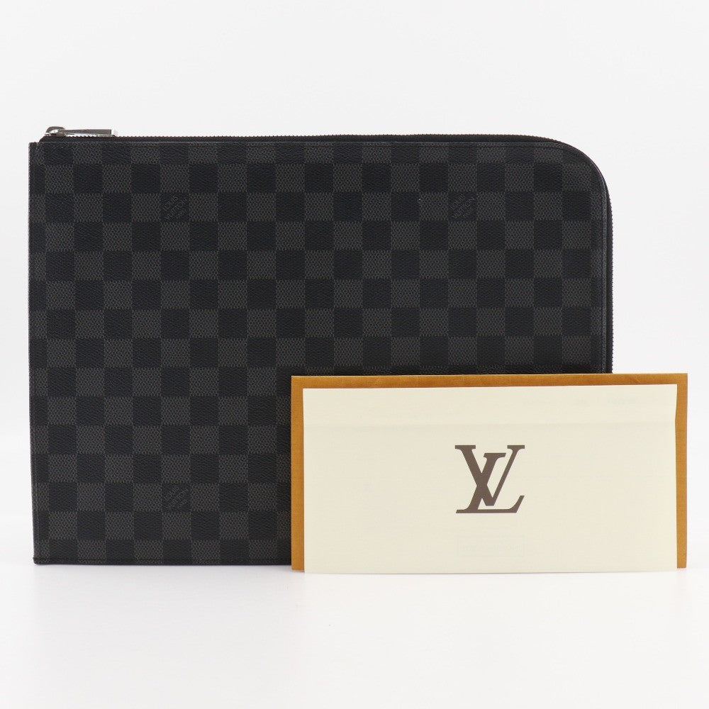 Louis Vuitton Zip Around Pochette Jour Damier Graphite, BLACK, CANVAS, Clutche & pouche