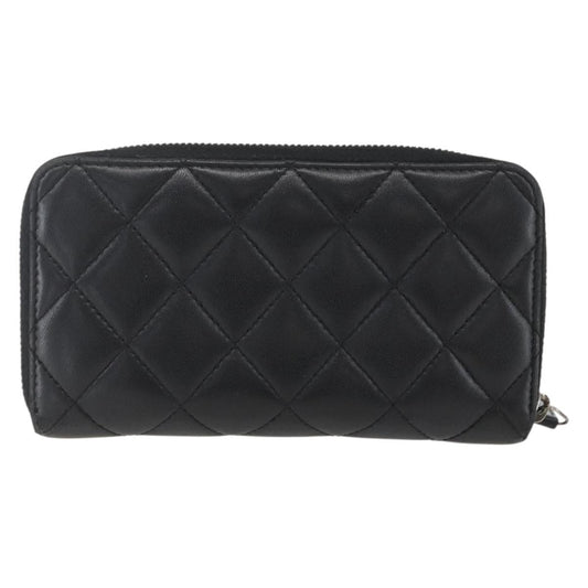 Chanel Zip Around Organizer Wallet Quilted Lambskin, BLACK, LEATHER, Wallets