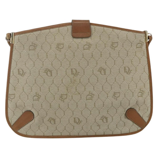 Christian Dior Vintage Honeycomb Shoulder Bag Canvas and Leather, BEIGE, CANVAS, Shoulder bag