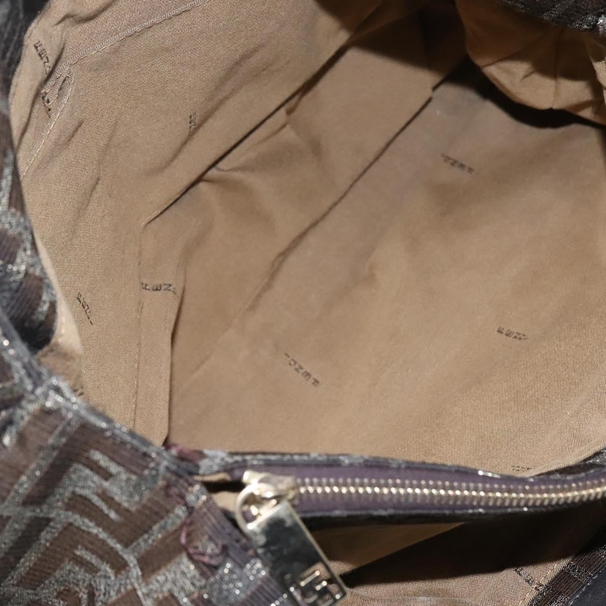 Fendi Mia Tote Metallic Zucca Canvas, BROWN, CANVAS, Tote bag