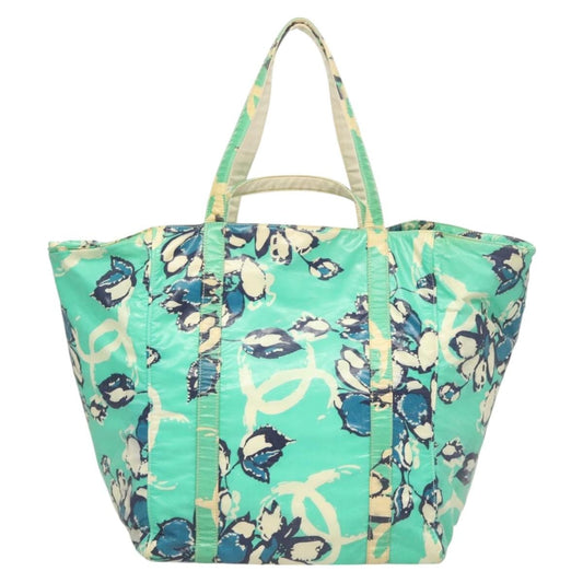 Chanel Vintage Floral Tote Nylon, GREEN, NYLON, Tote bag