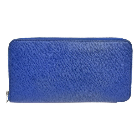 Hermes Azap Zip Around Wallet Silk'in Epsom, Blue, Leather, Wallet