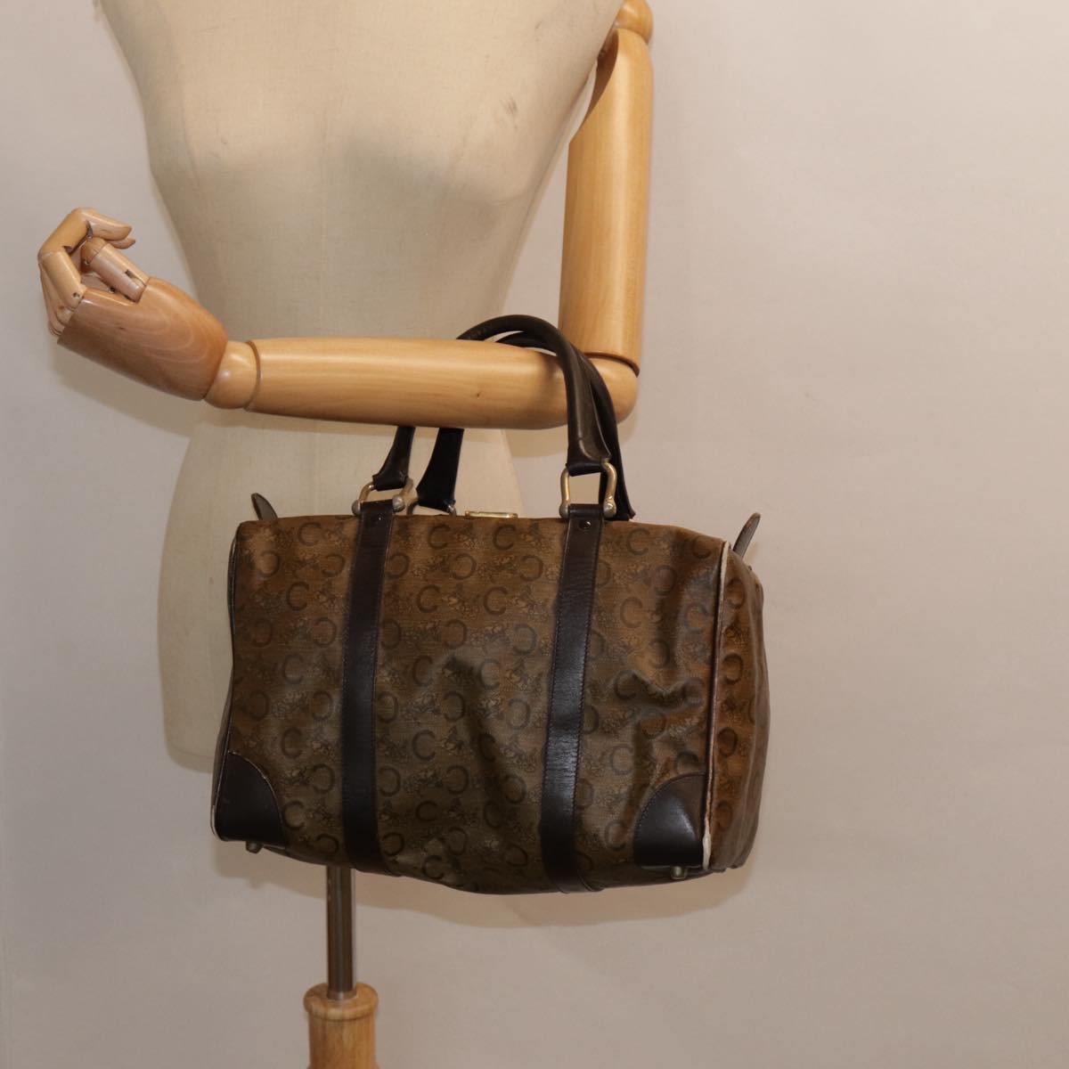 Celine Vintage Macadam Handbag Macadam, BROWN, CANVAS, Handbag