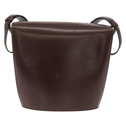 Celine Circle Logo Shoulder Bag Leather, BROWN, LEATHER, Shoulder bag