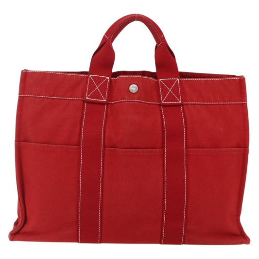 Hermes Fourre Tout Tote Toile, RED, CANVAS, Tote bag