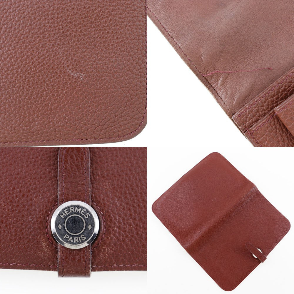Hermes Dogon Duo Combined Wallet Leather, BURGUNDY, LEATHER, Wallets