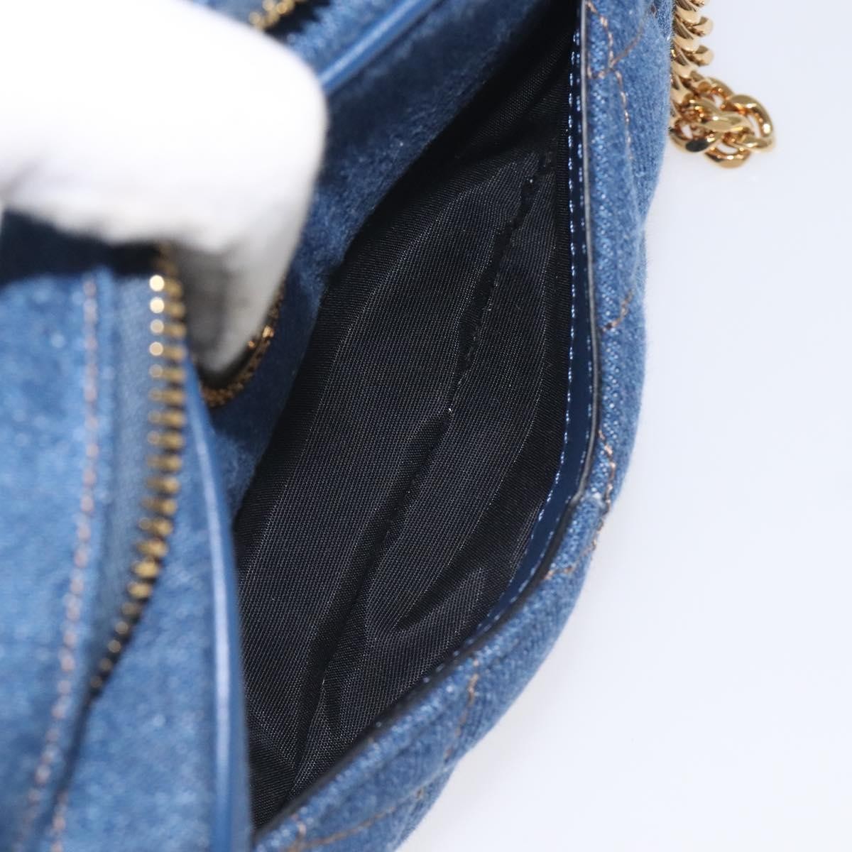 Versace Medusa Icon Front Slip Pocket Camera Bag Quilted Denim, BLUE, DENIM_JEANS, Crossbody bag